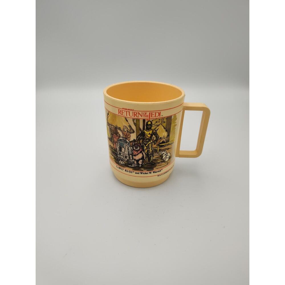 Vintage STAR WARS Return of the Jedi 1983 DEKA Plastic Cup Mug ~Ewoks ~Leia~C3PO